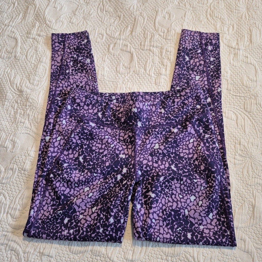 North Face women's XS purple animal print ankle length leggings VGUC